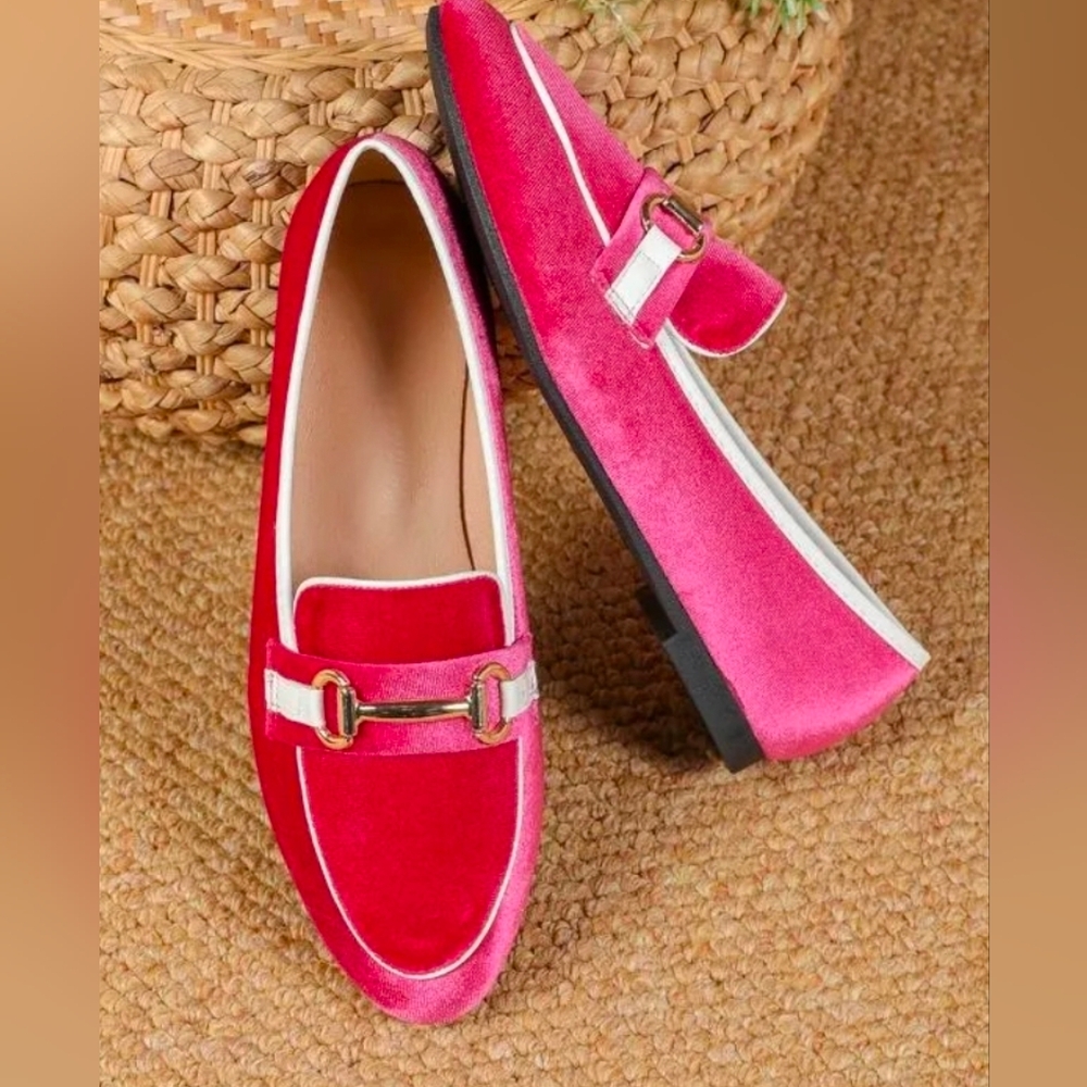 Fuschia Velvet Loafers